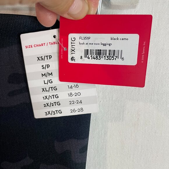 SPANX Women's Look at Me Now Full Length Leggings, Heather Camo, Grey, Print, 1X - Picture 6 of 11